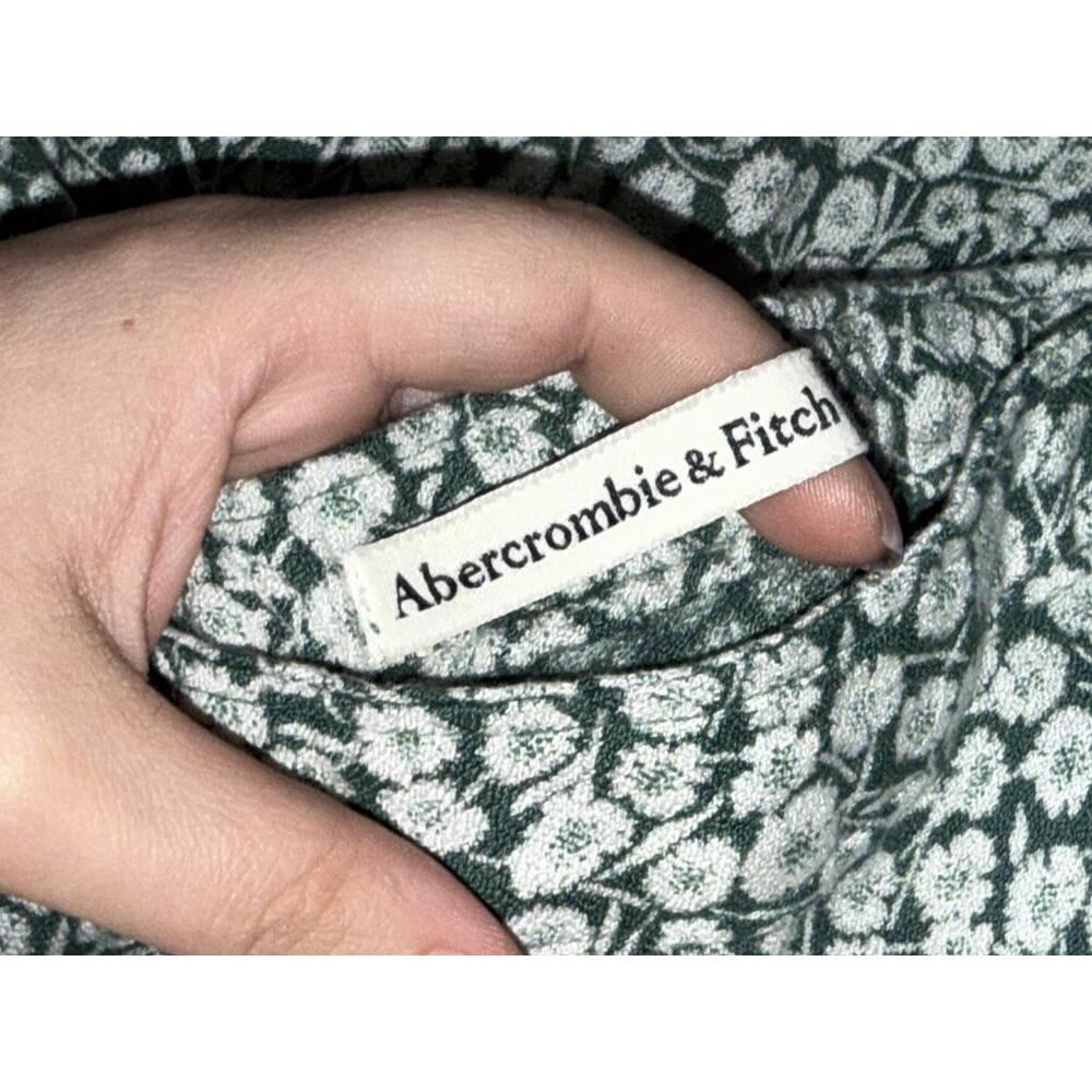 Abercrombie & Fitch Green White Floral Print High Waisted Slit Midi Skirt Size S - Picture 3 of 8
